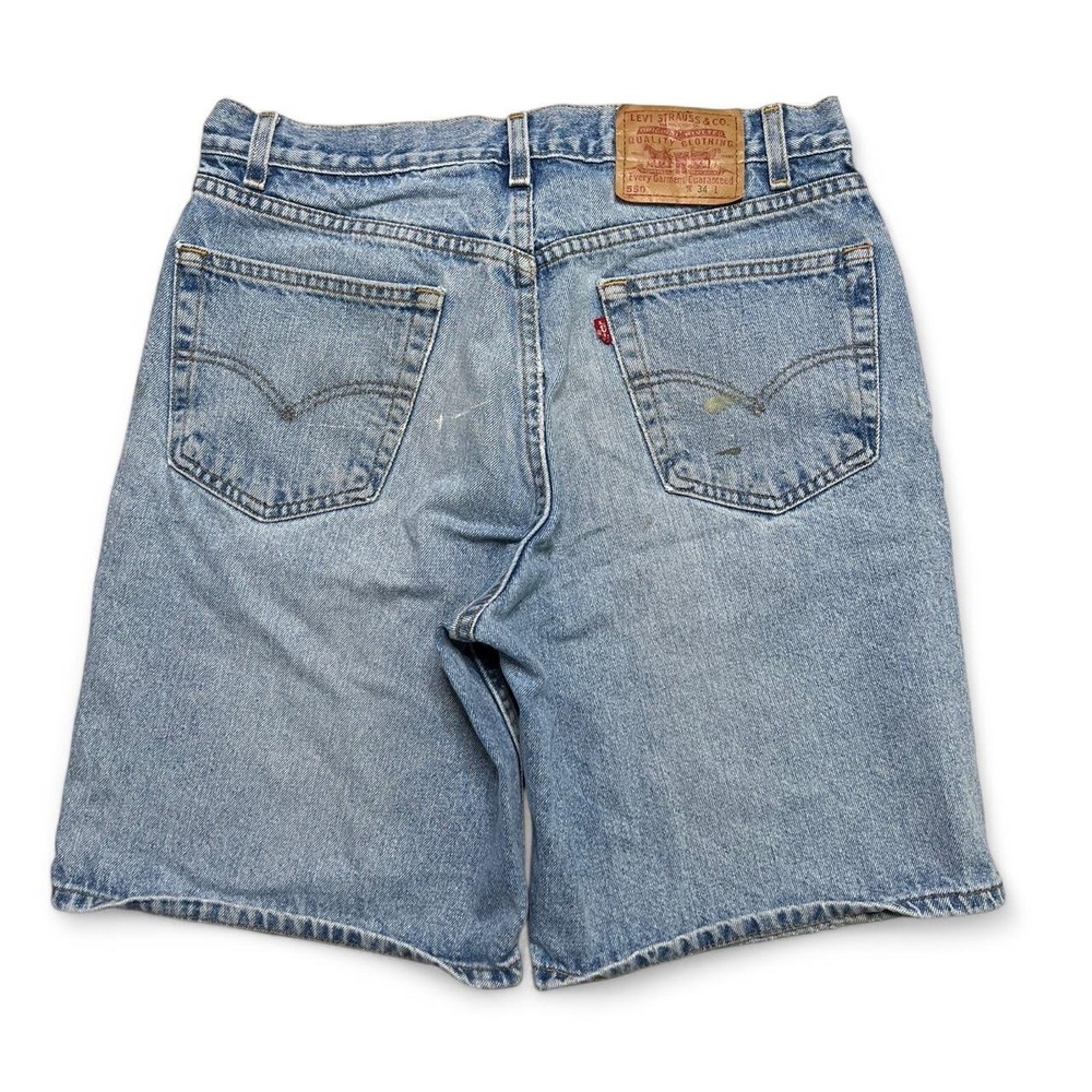 Levi's Denim Shorts Mens‎ 34 Blue 550 Relaxed Fit Vintage Distressed Light Wash